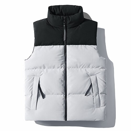 

Men's Puffer Vest Daily Wear Vacation Going out Color Block Outerwear Clothing Apparel Blue Yellow Khaki