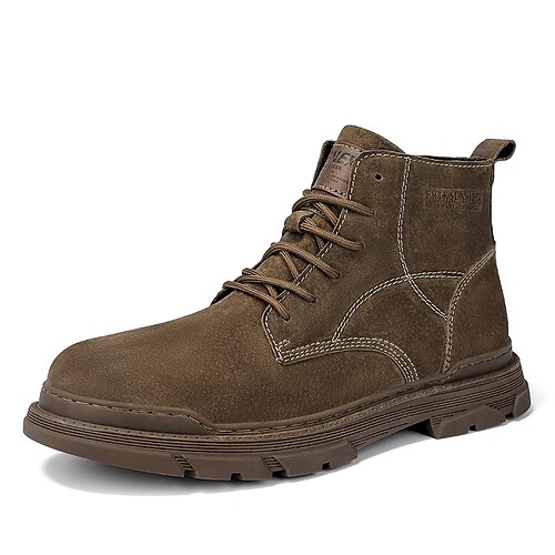 

Men's Boots Combat Boots Casual Daily Walking Shoes Pigskin Mid-Calf Boots Khaki Brown Winter