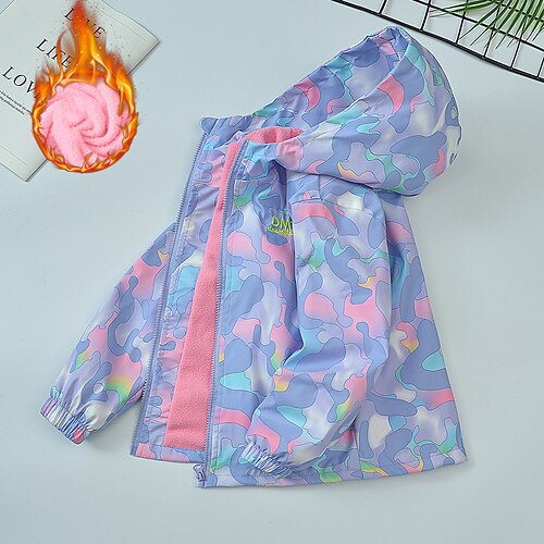 

Kids Girls' Jacket & Coat Camo Fashion Outdoor Cotton Coat Outerwear 3-13 Years Winter Purple Pink / Fall