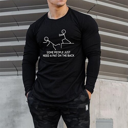 

Men's T shirt Tee Letter Crew Neck Gray White Black Print Street Sports Long Sleeve Print Clothing Apparel Fashion Designer Casual Comfortable