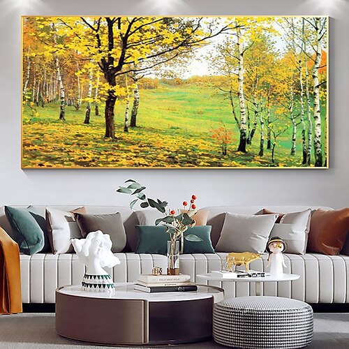 

Handmade Oil Painting Canvas Wall Art Decoration Modern Autumn Park Maple Forest Landscape for Home Decor Rolled Frameless Unstretched Painting