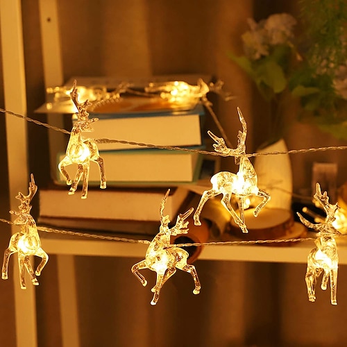 

Christmas Sika Deer String Lights 1/2/4pcs 10LEDs Wedding Party Decor Fairy Light 1.5m Battery/USB Powered Garden Holiday Party Christmas Decoration