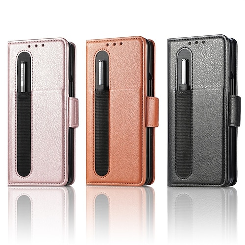 

telefon Etui Til Samsung Galaxy Flip Case Z Fold 4 Z Fold 3 Støtdempende ramme Magnetisk Helkroppsbeskyttende Ensfarget PC PU lær