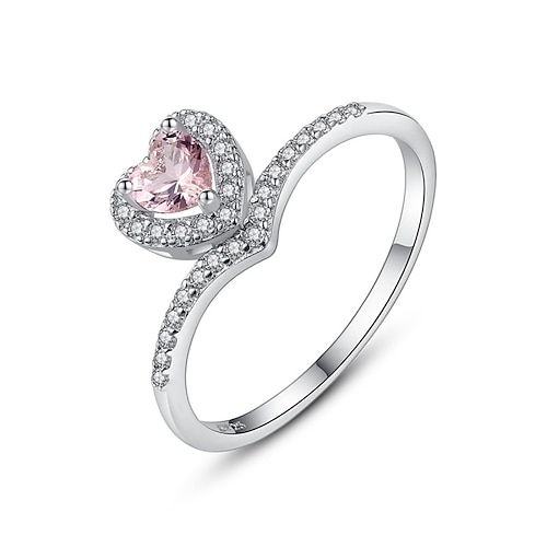 

Ring Wedding Classic Rosy Pink S925 Sterling Silver Heart Stylish Sweet 1PC Synthetic Diamond / Women's