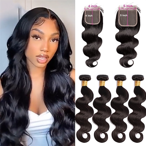 

5x5 HD Lace Closure With 3 Bundles Brazilian Body Wave Bundles With Closure 10-30 Inch Long Hair Bundles