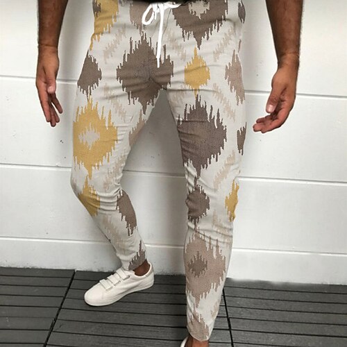 

Men's Joggers Trousers Casual Pants Drawstring Elastic Waist 3D Print Graphic Prints Rhombus Comfort Casual Daily Streetwear Basic Fashion Blue Gray Micro-elastic / Elasticity