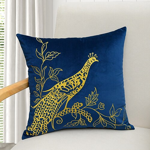 

Peacock Embroidery Pillow Cover Decorative Pillowcase Throw Cushion Cover for Sofa Couch Bed Bench Living Room 1PC