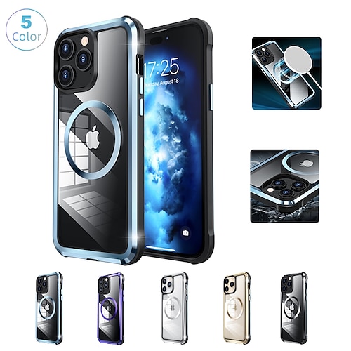 

Phone Case For Apple Magnetic Adsorption iPhone 14 Pro Max iPhone 14 Pro iPhone 14 Plus iPhone 14 Magnetic Full Body Protective Four Corners Drop Resistance Transparent TPU Stainless Steel PC