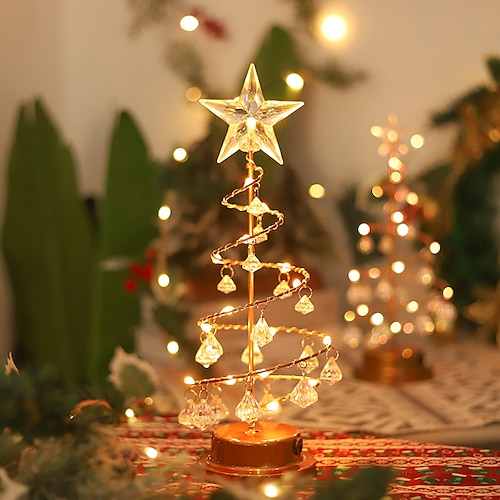 

Christmas Tree Night Light Decorations LED Crystal Tree Lamp Battery Powered Table Lamp Bedroom Bedside Ornaments Valentine's Day Wedding Birthday Party Christmas Decoration Atmosphere Light