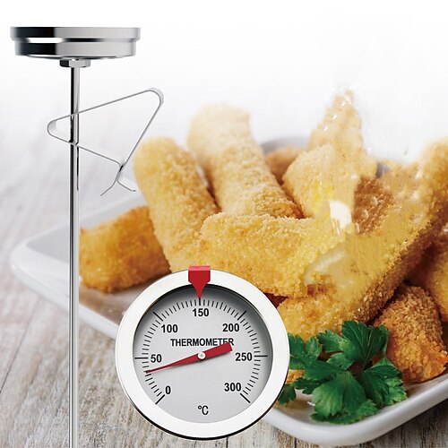 

Deep Fry Thermometer with Clip Stainless Steel 12 Inch Long Stem Oil Thermometer Cooking Meat Thermometer for Turkey Grill Chicken Pork Beef BBQ