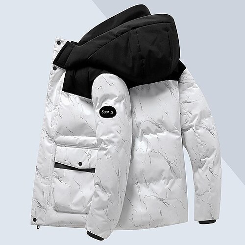 

Men's Padded Hiking jacket Quilted Puffer Jacket Cotton Winter Outdoor Thermal Warm Windproof Breathable Quick Dry Outerwear Trench Coat Top Hunting Ski / Snowboard Fishing Black White