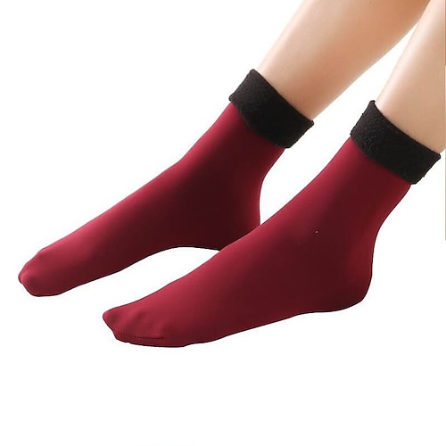 

Chaussettes Chaussons Chaussettes Femme Couleur Pleine Polyester Confort Casual du quotidien Intérieur Chaud Micro-élastique Hiver 1 paire Rouge vin