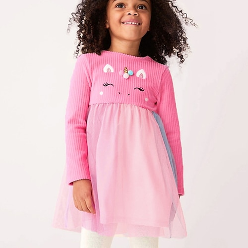 

Kids Girls' Dress Animal A Line Dress Dress School Princess Dress 2-8 Years Winter Pink