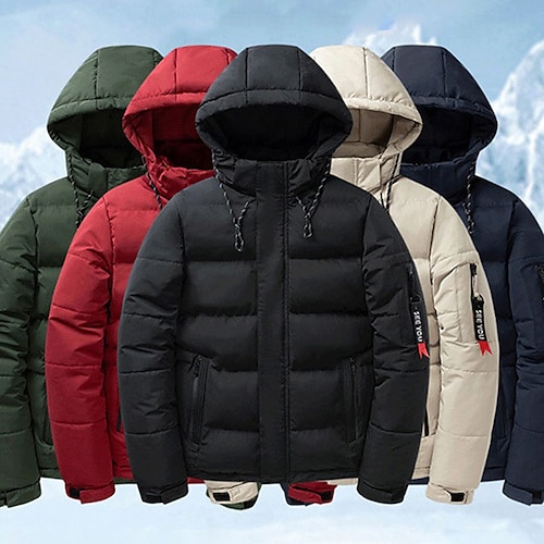 

Men's Padded Hiking jacket Quilted Puffer Jacket Hiking Windbreaker Cotton Winter Outdoor Thermal Warm Windproof Breathable Lightweight Outerwear Trench Coat Top Hunting Ski / Snowboard Fishing
