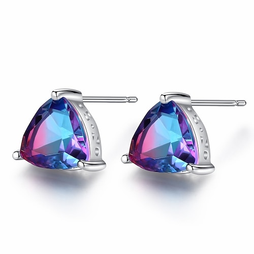 

Women's Multicolor Tourmaline Stud Earrings Fine Jewelry Geometrical Precious Stylish Simple S925 Sterling Silver Earrings Jewelry Rainbow For Party Gift 1 Pair