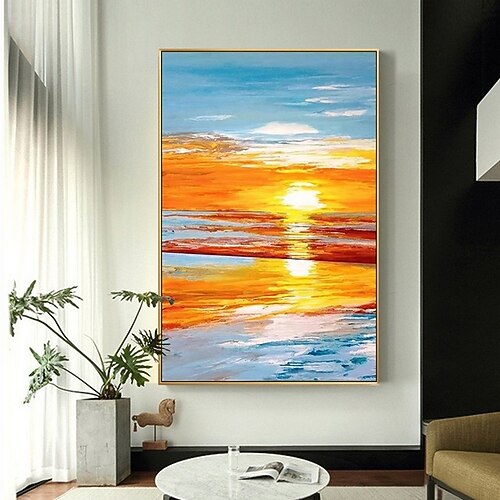 

Handmade Hand Painted Oil Painting Wall Art Sunset Seascape Home Decoration Decor Rolled Canvas No Frame Unstretched