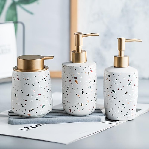 

Ceramic Soap Dispenser 380ml Hand Sanitizer Bottle Press Bottle Dispenser Shampoo Body Wash Bathroom