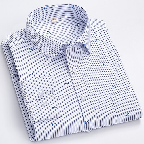 

Men's Shirt Dress Shirt Striped Turndown Green Blue Navy Blue Gray White Casual Daily Long Sleeve Button-Down Clothing Apparel Basic Fashion Streetwear Business