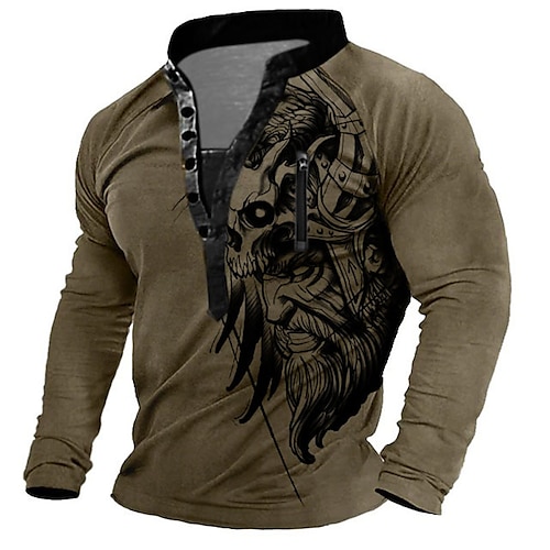 

Homens Moletom Estacionar Moletom com capuz Preto Marron Colarinho Clerical Estampas Abstratas Viking Zíper Imprimir Casual Diário Esportes Impressão 3D Básico Roupa de rua Designer Primavera Outono