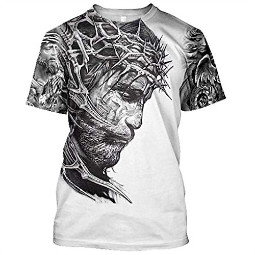 

Men's T shirt Tee Graphic Prints Crew Neck Black / White 3D Print Outdoor Street Short Sleeve Print Clothing Apparel Sports Designer Casual / Summer
