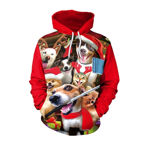 

Christmas Reindeer Dog Hoodie Cartoon Manga Anime Graphic Hoodie For Men's Women's Unisex Adults' 3D Print 100% Polyester