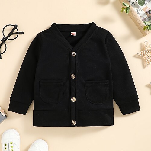 

Toddler Boys Cardigan Solid Color Long Sleeve Outdoor Adorable Black Winter Clothes 3-7 Years / Fall