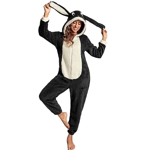 

Adults' Kigurumi Pajamas Nightwear Rabbit Bunny Character Onesie Pajamas Flannel Cosplay For Men and Women Carnival Animal Sleepwear Cartoon Festival / Holiday Costumes