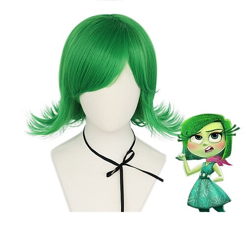 

Cosplay Costume Wig Inside Out X Mindy Kaling Curly With Bangs Machine Made Wig Medium Length 355 / Inside Out Synthetic Hair Women Anime Cute Cosplay Green / Party