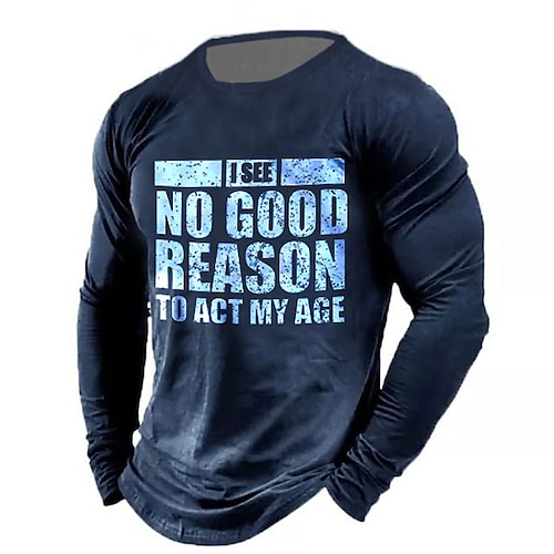 

Men's T shirt Tee Letter Graphic Prints Crew Neck Black Blue Army Green Red Gray 3D Print Outdoor Street Long Sleeve Print Clothing Apparel Basic Vintage Sports Designer
