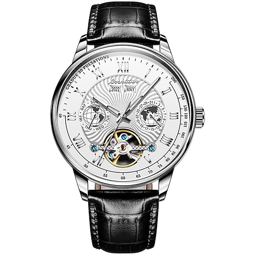 

Gold Shield Brand 8919 Men'S Watch Luminous Calendar Calendar Automatic Mechanical Watch Multi-Function Hollow Out Waterproof Men'S Tide Watch