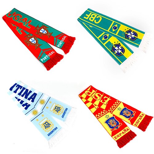 

2022 Qatar World Cup Brazil Argentina Portugal England Football Cheer Scarf Accessories