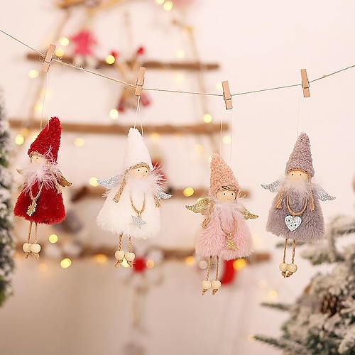 

Suprimentos de decoração de natal pingente de anjo de pelúcia criativo menina fofa boneca de miçangas presente para crianças