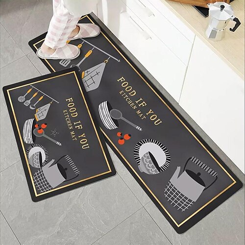

Kitchen Printed Non-Slip Carpet Floor Mat Simple Modern Household Long Foot Mat