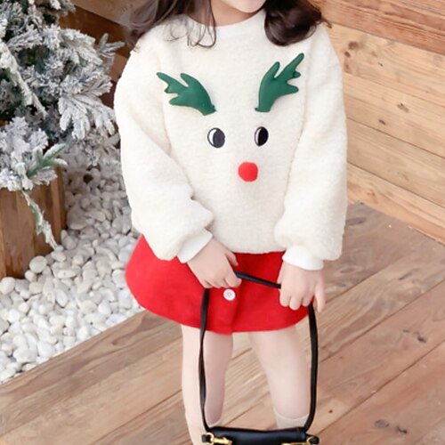 

2 Pieces Toddler Girls' Ugly Christmas Graphic Crewneck Clothing Set Set Long Sleeve Fashion Outdoor 3-7 Years Winter White / Cute / Fall / Maxi