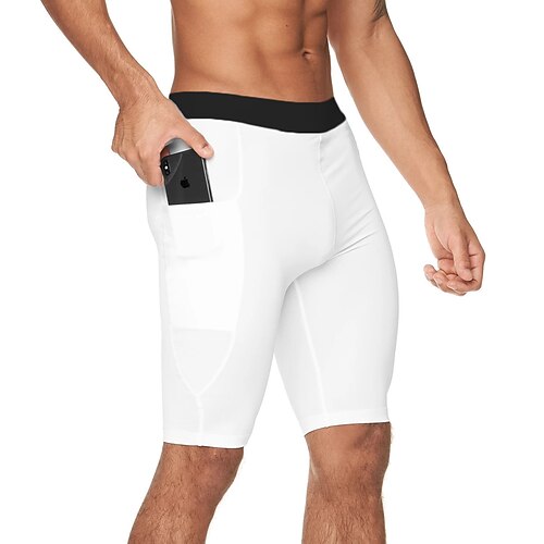 

Men's Running Shorts Gym Shorts Pocket Sporty Compression Clothing Athletic Casual Breathable Soft Sweat wicking Running Workout Walking Sportswear Activewear Solid Colored Black White