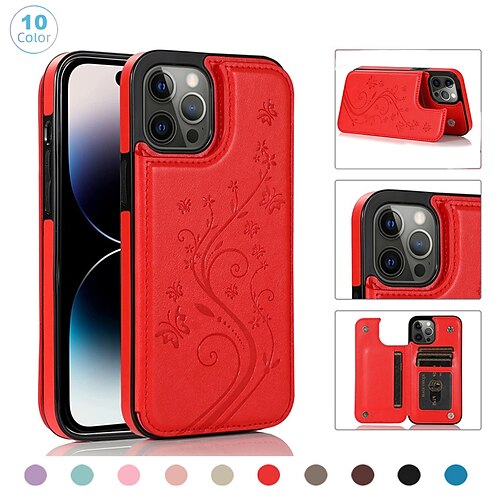 

Phone Case For Samsung Galaxy Back Cover iPhone 14 Pro Max 13 12 11 Pro Max Mini X XR XS 8 7 Plus Embossed Full Body Protective Four Corners Drop Resistance Flower TPU PU Leather