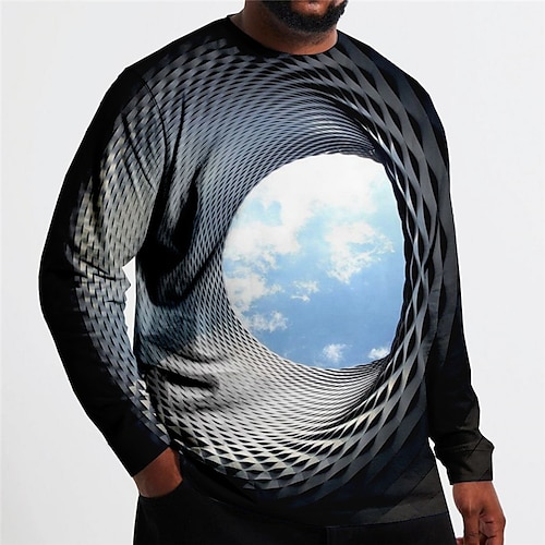 

Herre Plusstørrelser T-shirt Stor og høj Grafisk Rund hals Langærmet Forår & Vinter Basale Mode Gade Bekvem Afslappet Sport Toppe