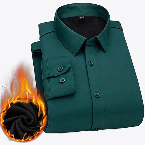 

Men's Dress Shirt Fleece Shirt Graphic Prints Square Neck Green Black Light Green Light gray Gray Wedding Work Long Sleeve Warm Clothing Apparel Business Lightweight Comfortable