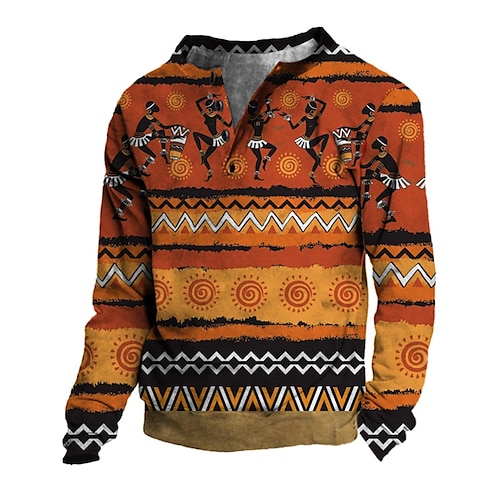 

Kids Boys Sweatshirt Pullover Graphic Geometric Long Sleeve Button Children Top Outdoor Sweatshirt Vintage Yellow Winter 7-13 Years / Fall