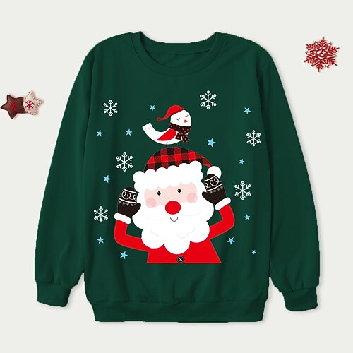 

Toddler Boys Christmas Sweatshirt Pullover Letter Bird Santa Claus Long Sleeve Crewneck Children Top Outdoor Sweatshirt Adorable Green Fall 3-7 Years / Spring
