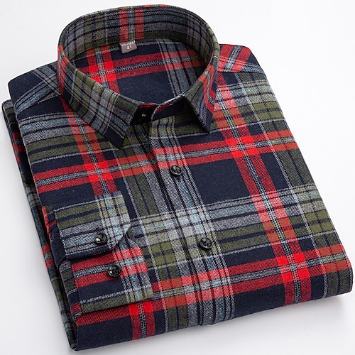 

Homens Saia camisa de botão camisa de colarinho Preto Verde Claro Vermelho Manga Longa Tartã Aberto para a Lateral Primavera Outono Casamento Ao ar livre Roupa Imprimir