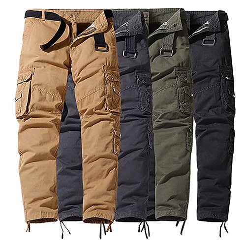 

Men's Cargo Pants Trousers Zipper Pocket Leg Drawstring Solid Color Comfort Breathable Full Length Daily Holiday Streetwear 100% Cotton Sports Fashion ArmyGreen Khaki Micro-elastic