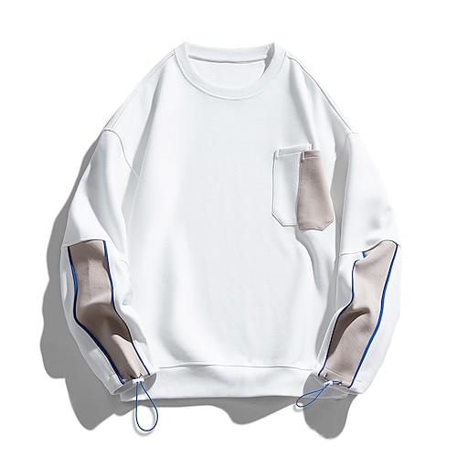 

Men's Sweatshirt Black White Crew Neck Color Block Sports & Outdoor Casual Daily Active Basic Cool Spring & Fall Clothing Apparel Hoodies Sweatshirts