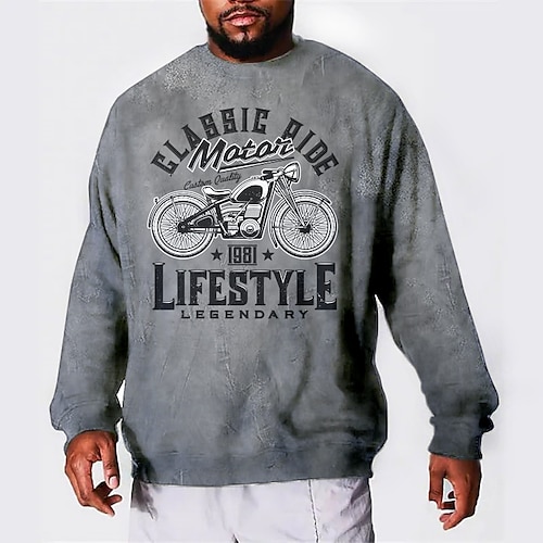 

Men's Plus Size Pullover Sweatshirt Big and Tall Graphic Crew Neck Long Sleeve Spring & Fall Basic Fashion Streetwear Comfortable Casual Sports Tops