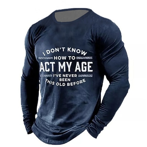 

Men's T shirt Tee Letter Graphic Prints Crew Neck Green Black Blue Red 3D Print Outdoor Street Long Sleeve Print Clothing Apparel Basic Vintage Sports Designer