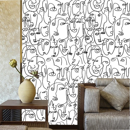 

Abstract Marble Wallpaper Mural Abstract Face PVC/Vinyl Material Self Adhesive/Adhesive Required Wall Decor 60x120cm/23.62x47.24in for Living Room, Kitchen, Bathroom