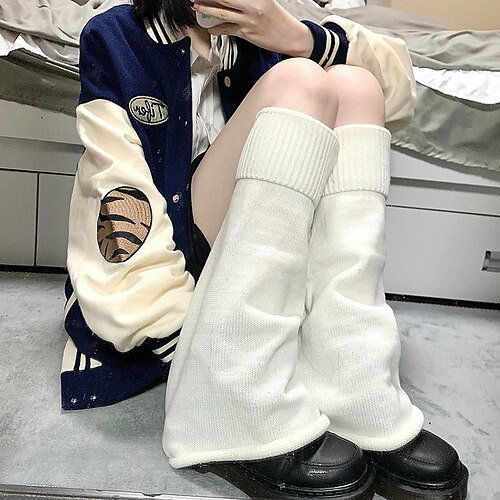 

Women's Knee High Socks Home Work Daily Solid Color Knit Casual Warm 1 Pair