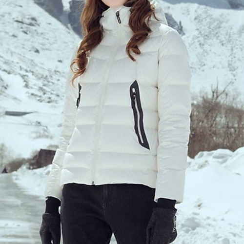 

Women's Winter Jacket Parka Warm Comfortable Outdoor Daily Wear Vacation Going out Zipper Pocket Zipper Hoodie Casual Lady Comfortable Solid Color Regular Fit Outerwear Long Sleeve Winter Fall Black