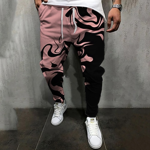 

Men's Joggers Trousers Casual Pants Drawstring Elastic Waist 3D Print Color Block Graphic Prints Comfort Breathable Casual Daily Streetwear Basic Fashion Blue Pink Micro-elastic / Elasticity