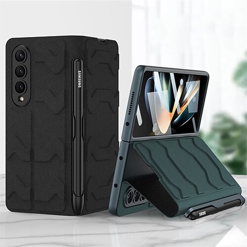 

Phone Case For Samsung Galaxy Flip Z Fold 4 Pencil Holder Magnetic Full Body Protective Solid Colored TPU